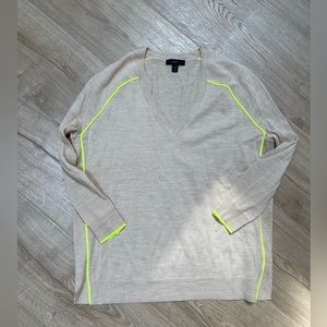 J. Crew cream sweater with neon accents